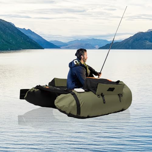 Headery Float Tubes for Fishing with Pump, Oxford Cloth Inflatable Fishing Float Tube Fishing Raft Belly Boat,286.6 lbs Strong Load Capacity Waterproof for Fishing & Angling (Green)