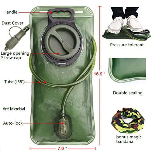 Image of Hydration Bladder, 1.5-2-3L Water Bladder for Hiking Backpack, BPA-Free Leak Proof Water Reservoir Storage Bag, Water Pouch Hydration Pack for Camping Cycling Running