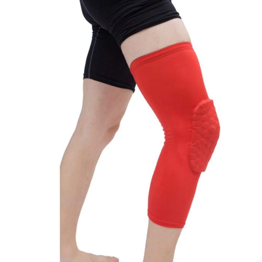 1PC Knee Pads Sleeve Honeycomb Brace Elastic Kneepad Protective Gear Patella Foam Support Volleyball Support,Red,XL