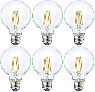 Energetic Lighting Dimmable LED Edison Light Bulb, G25 Globe Shape, Clear Glass, 60W