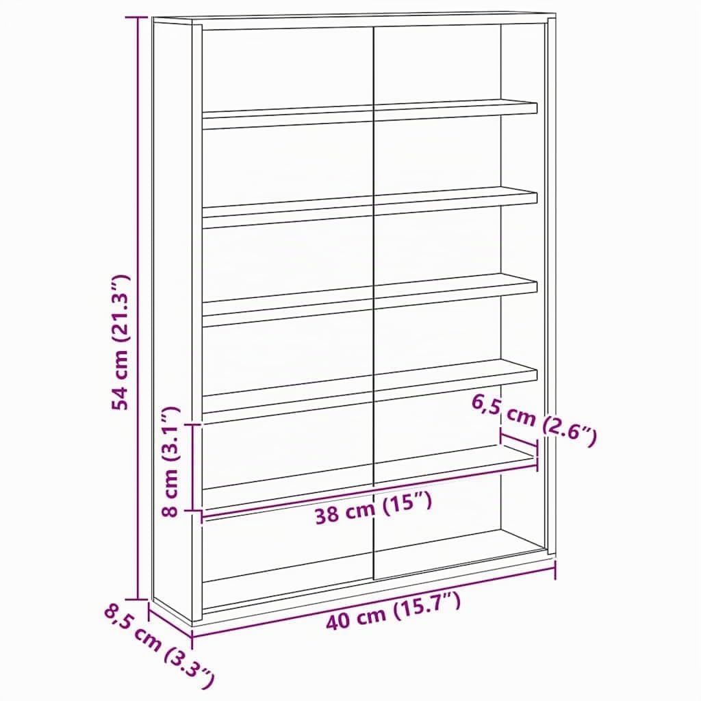 vidaXL Wanddisplay-Case mit Regal Beige 40 x 8,5 x 54 cm Sperrholz, Moderne, rechteckige Wandregal-Lösung für viel Stauraum, stilvoller transparenter Vitrinenschrank