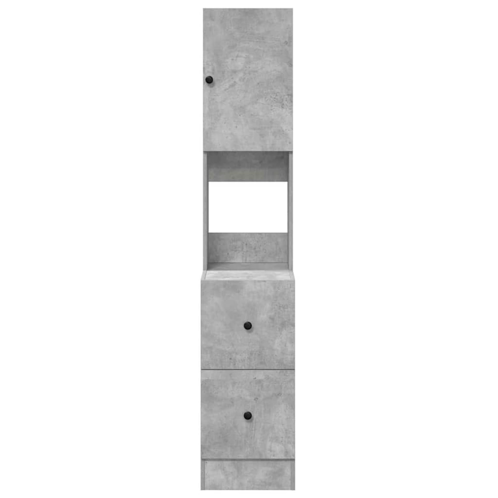 Küchenschrank mit Regal Grau 35 x 50 x 180 cm aus Holzwerkstoff, 2 Schubladen, 2 Brettregale, innen einsetzbar