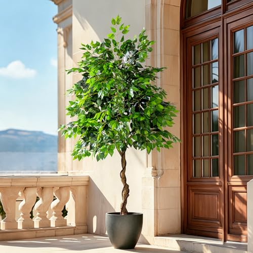 Tall Artificial ficus Tree Large Faux Trees Indoor Outdoor Realistic Floor Fake plantas for Home...