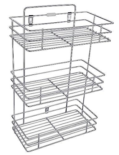 Q13® 3 Layer Wall Mount Stainless Steel Multipurpose Storage Rack/Shelf,Kitchen Rack and Shelves for Storage - 3 Tier Rack for Kitchen and Bathroom,Utensil Storage for House,Floating Shelves