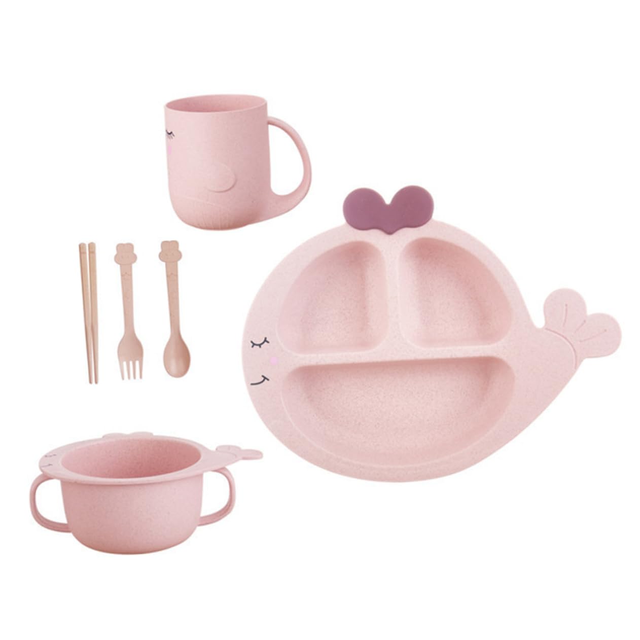 SUPVOX 1Set Whale Shaped Divided Plate Straw Feeding Bowl for Boy Girl Unbreakable Design Smooth Edges for Boys and Dinnerware