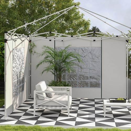Outsunny Gazebo Side Panels with Windows and Doors, for 3x3(m) or 3x6m Pop Up Gazebo, 2 Pack Sides Replacement, White - Image 8