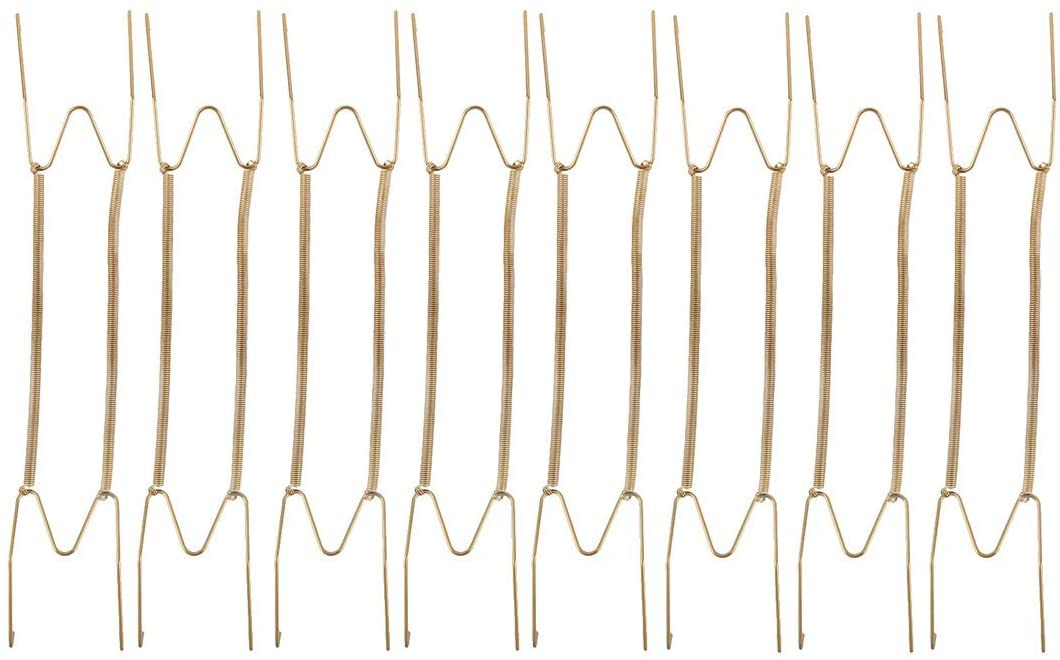 XYWHPGV Metal Spring Plate Hangers, Natural and Stretch Length 11.4" to 15.7", Wall Rack Holder Dismountable Hook Stand Hanging Display 8pcs Gold Tone(f8d07 5b6bb ec2e6 c7434 7f9b1 cadab