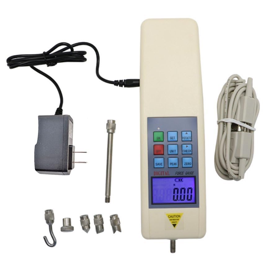 Vorole500N/50kgf/110lbf Trigger Pull Gauge, Belt Tension Gauge, Digital Compression Force Gauge w/ 6 Force Gauge Attachments, Backlit LCD Display & RS232, Push Pull Gauge