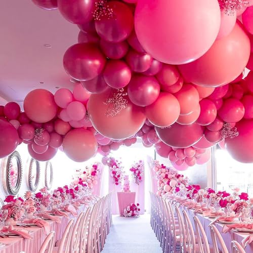 Image of PartyWoo Magenta Balloons, 140 pcs Magenta and Metallic Dark Pink Balloons Different Sizes Pack of 18 Inch 12 Inch 10 Inch 5 Inch for Balloon Garland or Arch as Birthday Decorations, Party Decorations