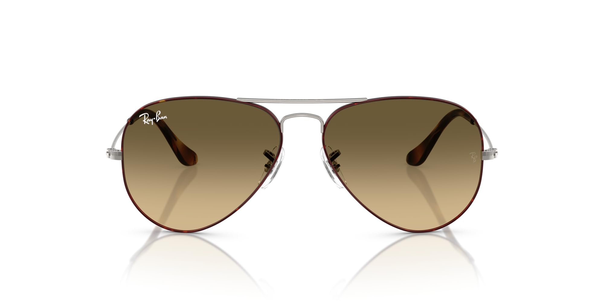 Ray-Ban RB3025 Classic Aviator Sunglasses, Havana On Gunmetal/Brown Vintage Gradient Black, 58 mm
