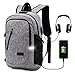 Laptop Backpack, WSQIWNI Business Anti Theft Laptop Backpack with USB Charging Port&Anti-Theft Lock&Headphone Jack, Business Water Resistant Polyester 15.6 Inch Laptop Bag Waterproof (Gray)