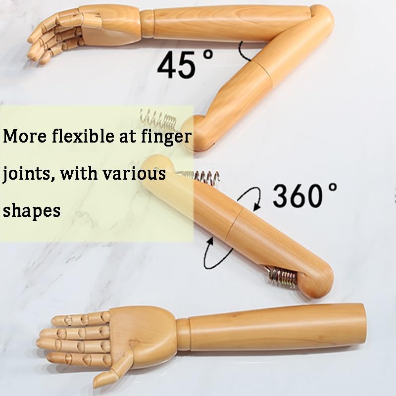 Brazo de maniquí de madera, articulaciones flexibles para modelo de exhibición, ideal para exhibición de tiendas de ropa