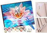 Peinture par Numéro Adulte avec Pinceaux et Acryliques eau lotus bouddha art religieux Bricolage Peinture à l'huile Kits pour Adultes Enfants Seniors Débutant pour la Décoration Maison sans encadré