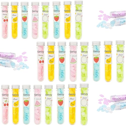 Image of GENZY Paper Soap Sheets 24 Tube Pack | Travel Paper Soap | Portable Hand Wash Soap Strips | Disposable Pocket Soap | Scented Flower Design Tubes | Instant Dissolving Soap Sheets for School, Camping, Outdoor & Travel Essentials for Men, Women & Kids
