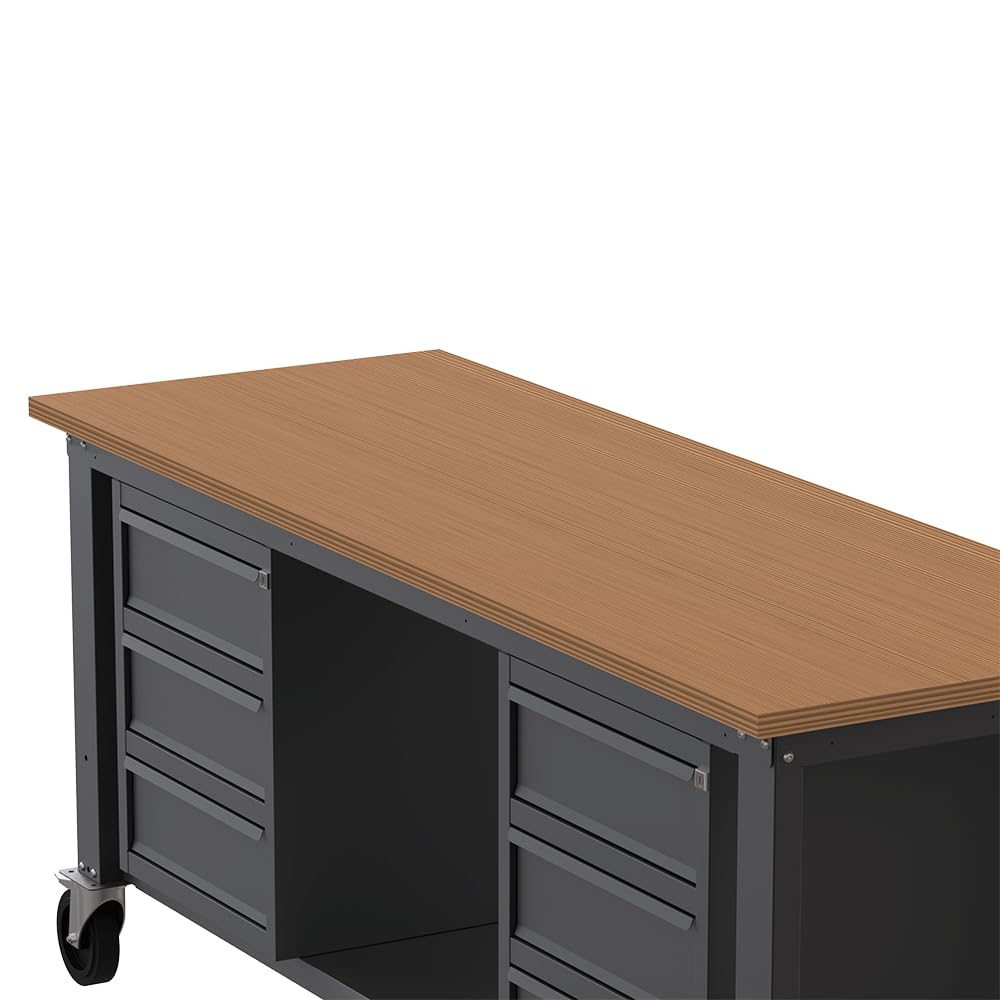 SOGI X3N_120LR Banco de Trabajo con Ruedas 2M - Tablero de Madera - 3+3 Cajones