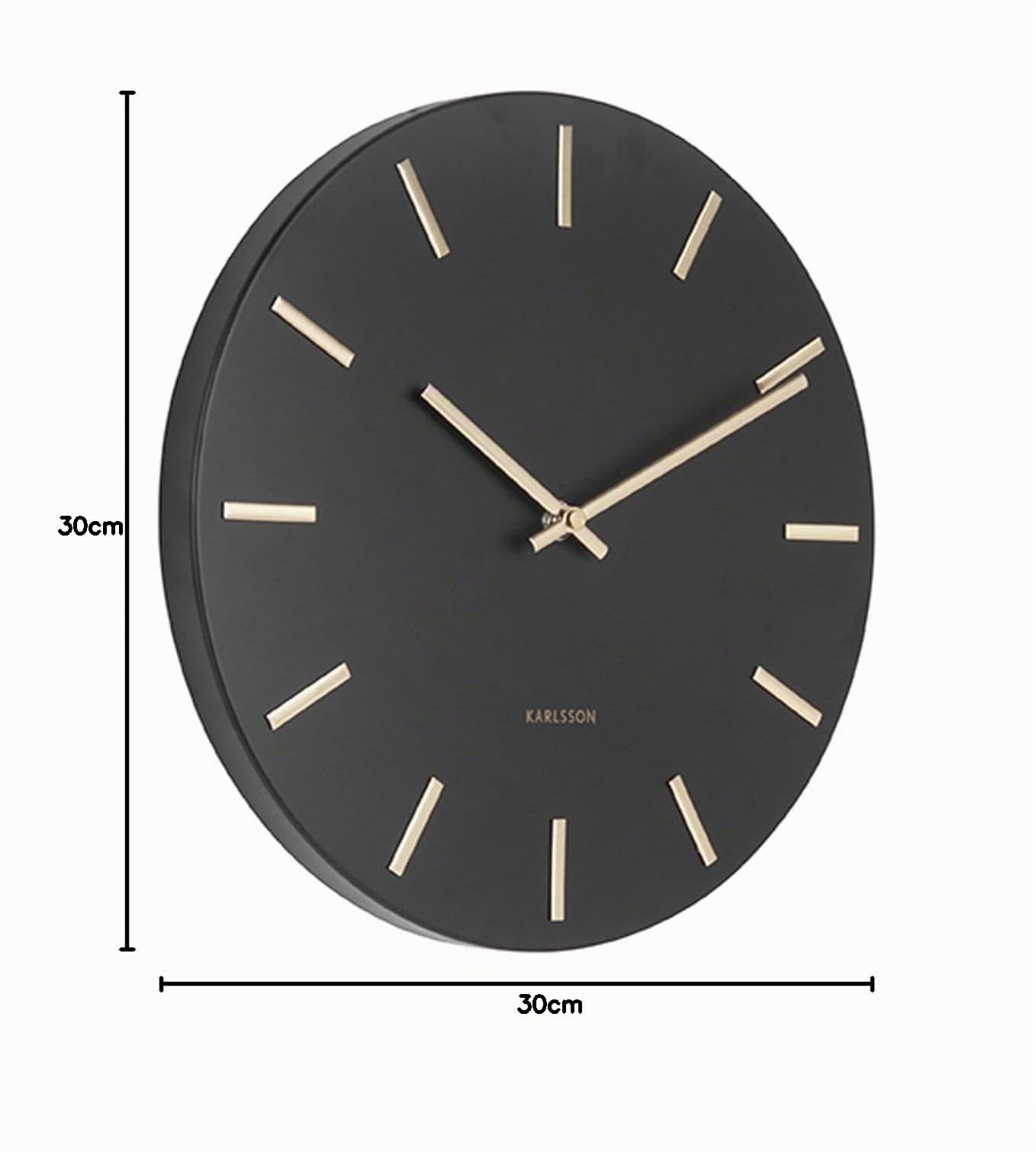 Karlsson Charm Orologio da parete, in acciaio, nero/oro, S, diametro 30 cm