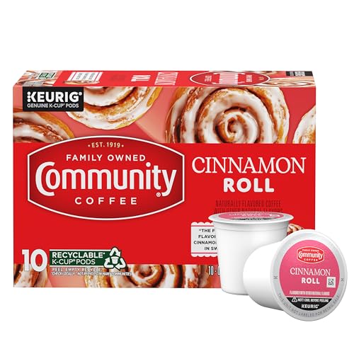 Image of Community Coffee Cinnamon Roll Flavored 10 Count Keurig K-Cup Coffee Pods, Medium Roast, 10 Count (Pack of 1)