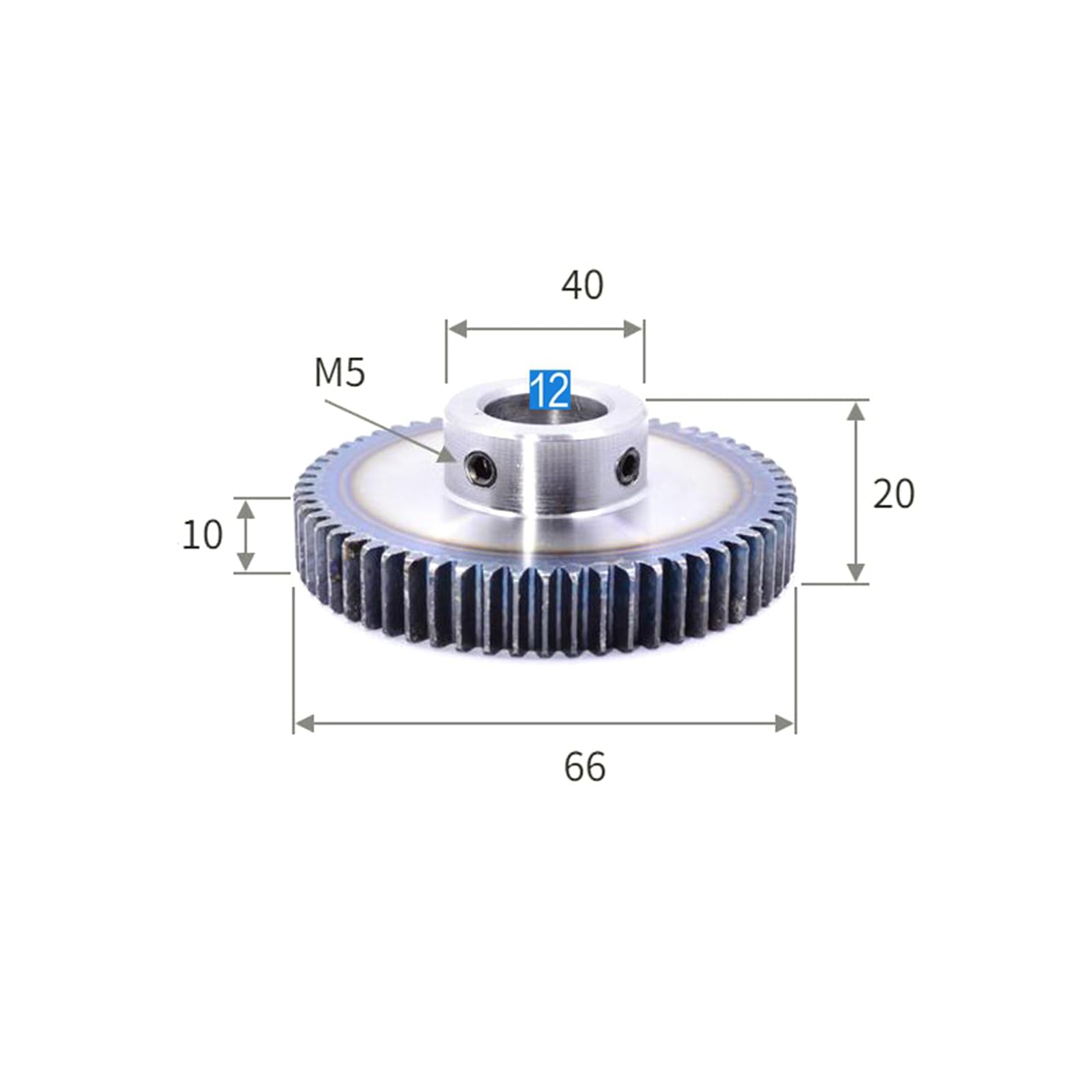 1 Stück 1 Module 40-120Z Stirnrad aus Kohlenstoffstahl mit abgestuftem Ansatz, geeignet für mechanische Ausrüstungen, Bohrung 12mm