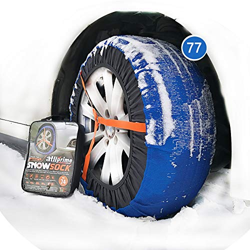 atliprime 2pcs Anti-Skid Safety Ice Mud Tires Snow Chains Auto Snow Chains Fabric Tire Chains car Snow Sock on Ice and Snowy Road (SB77)