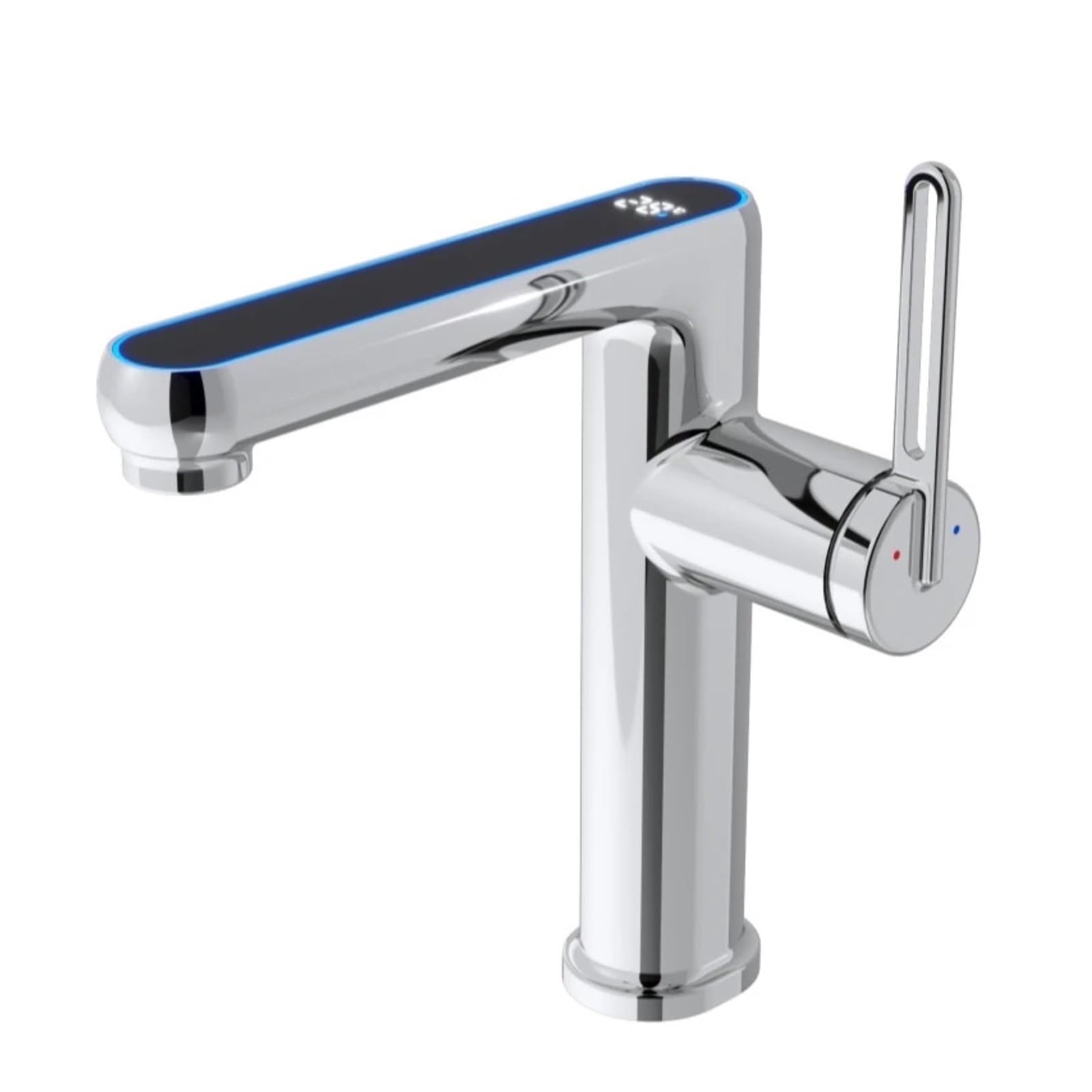 LED Temperature Display Basin Faucet, 2-Mode Sprayer Sink Mixer Tap with 60cm G1/2 Hoses,Safe and Reliable(Chrome)