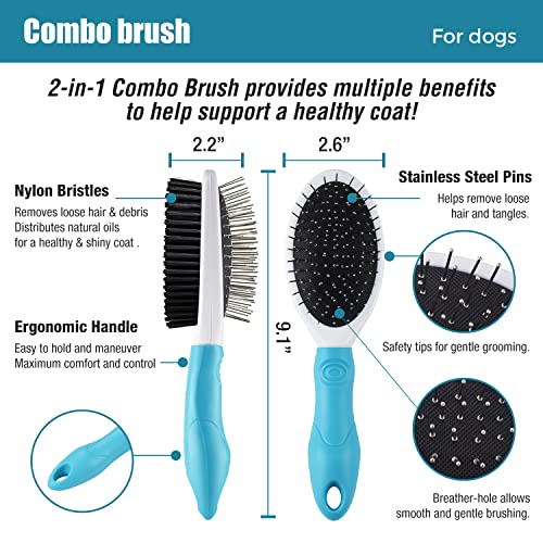 Sweetbin Wood Pet Stairs/Pet Steps For All Dogs And Cats - 2-In-1 Foldable Carpeted 3 Tiers Dog Stairs & Ramp Perfect For Beds And Cars - With Extra Combo Grooming Dog Brush #TOP1