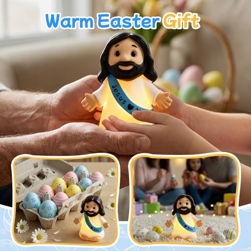 Image of Jesus Night Light,Resin Jesus Sculpture Lamps,Mother's Day,Religious Statue Lamp Gift for Mom,Table Lamp for Bedroom Desktop Holiday Decoration,Baptism Gift for Women
