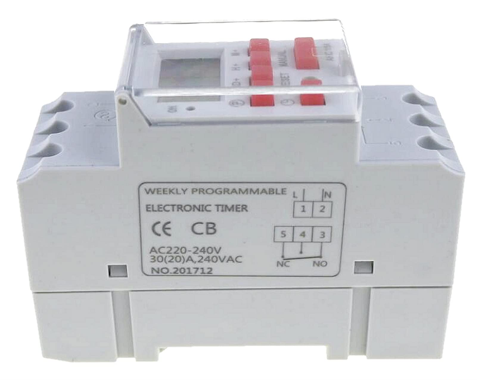 EZZON THC15A DIN-Schienen-Timerrelais, Zeitschalter, wöchentlich programmierbar, elektronischer Touchschalter, Klingelringgerät (Farbe: Rot drücken, Größe: 12 V DC)