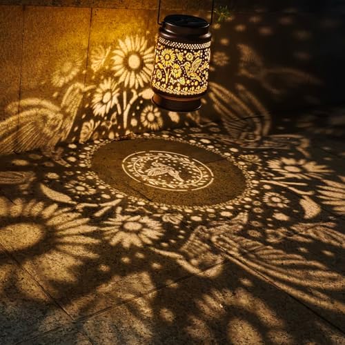Xugenxes Hummingbird Solar Lantern Outdoor Waterproof Hanging Ornament, Sunflower Metal Solar Decoration LED Lantern Outdoor Garden Decoration, Courtyard, Lawn, Tabletop, Path, Landscaping