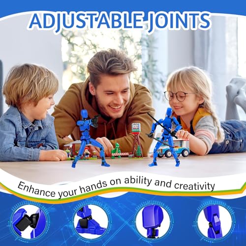 Image of Action Figure, Dummy 13 Action Figure Toys, Polyarticular Movable Titan 13 Action Figure Action, High Degree&Freedom Action Figures, 3D Printed Toys for Desktop Decor&Game Lovers (Blue)