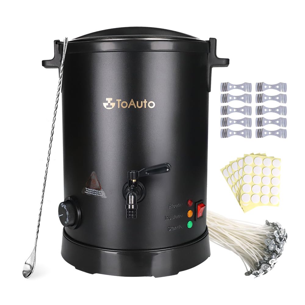 TOAUTO WMF-8L Large Wax Melter for Candle Making, Electric Wax Melting Container Holds 8L Melted Wax with Heating Core Spout & Bottom Design for Commercial Candle Business