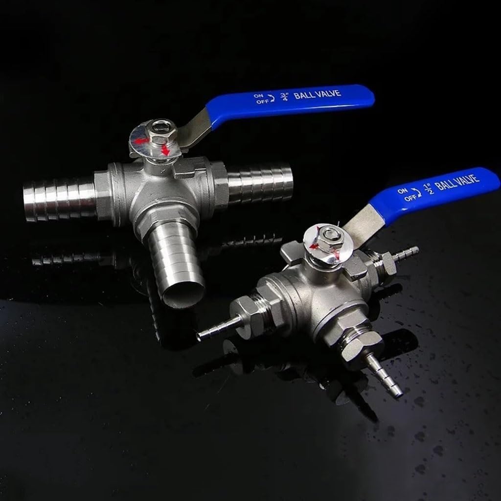 Válvula de bola de 3 vías con puerto en T de acero inoxidable 304 - Conector de lengüeta for manguera for agua, aceite - 6 mm a 20 mm(16mm)