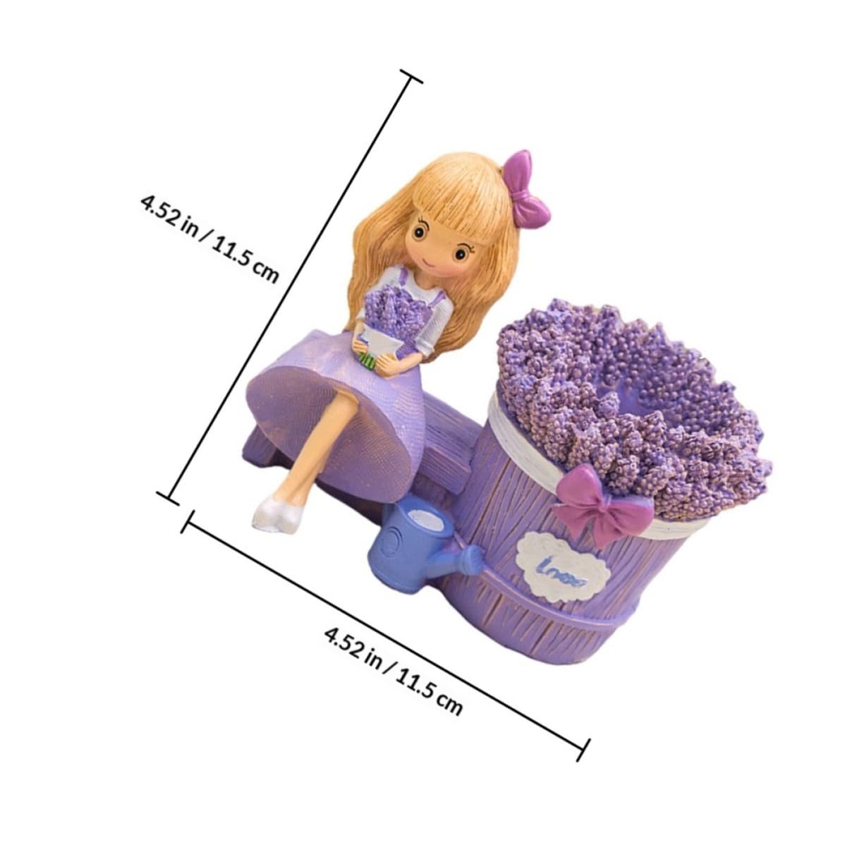 Set de 2 Portalápices de Resina Estilo Creativo Diseño de Niña Lavanda para Organizar Escritorio y Almacenar Pequeños Objetos