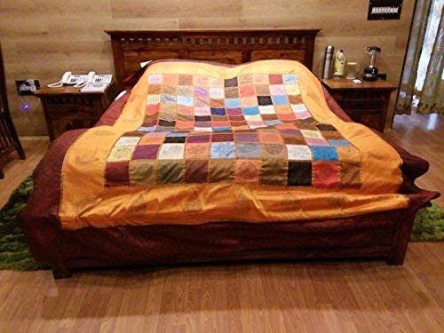 Image of Sheesham Solid Wood Teak Finish Adolph Bed with Storage for Beautiful Luxury Room (King, Teak)