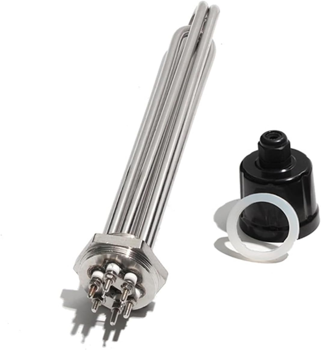 Immersion Water Heater DN32/DN40 Immersion Water Resistance Heater Tube 3KW 4.5KW 6KW 9KW 12KW 210MM 304Stainless Steel Tubular Heating Pipe(DN32,9KW 290mm)