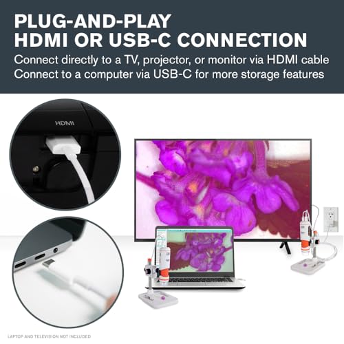 Image of Celestron Labs Digital MicroDirect Microscope - 1080p HDMI & USB-C Output | Up to 220x Magnification, Capture Photos & Video, Adjustable LED Illumination, Ideal for Inspection, Plug-and-Play Operation