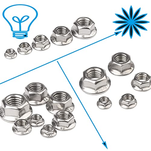 M8 X 1.25Mm Serrated Flange Hex Lock Nuts, Hincell 75Pcs 304 Stainless Steel Serrated Metric Hex Flange Locknuts,Bright Finish Hex Lock Nut #TOP5