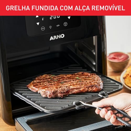 Fritadeira sem Óleo Airfryer Arno Oven & Grill Expert Preta 11L Forno Inox Digital 1800W UFE9 127V