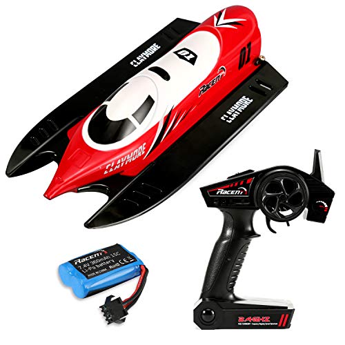 FUNTECH RC Boats for Kids Adults - Remote Control Boats for Pools and Lakes, 20MPH 2.4GHz Radio Controll Boat with Self-righting Auto Roll Back, Your First RC Boat for Outdoor Adventure, Red - Thumbnail 2