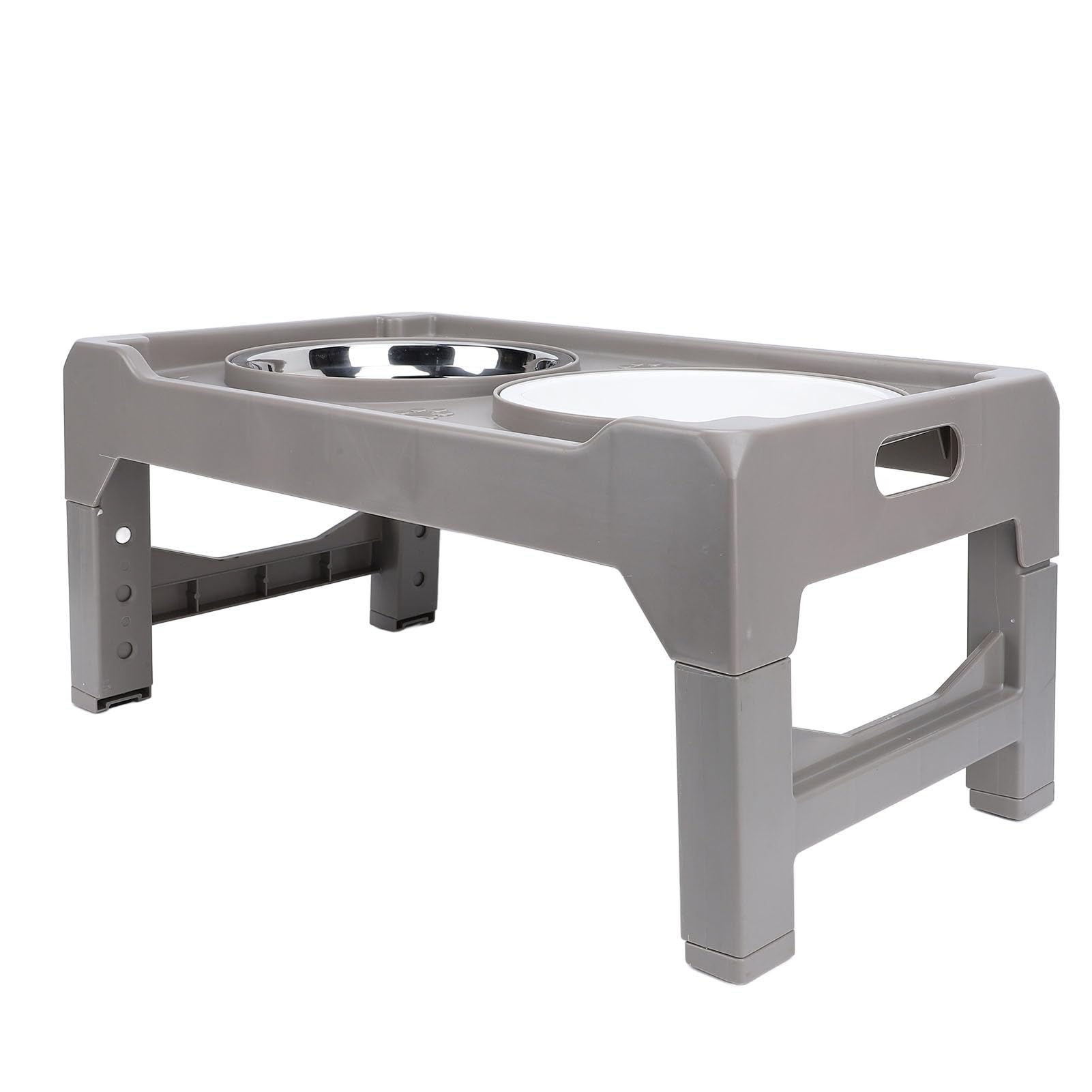 Asixxsix Gamelle Surélevée pour Chien, Hauteur Réglable sur 4 Niveaux, Gamelle Surélevée en Acier Inoxydable avec Pieds Pliables Antidérapants pour Chiens de Petite, Moyenne et Grande Taille (Grey)