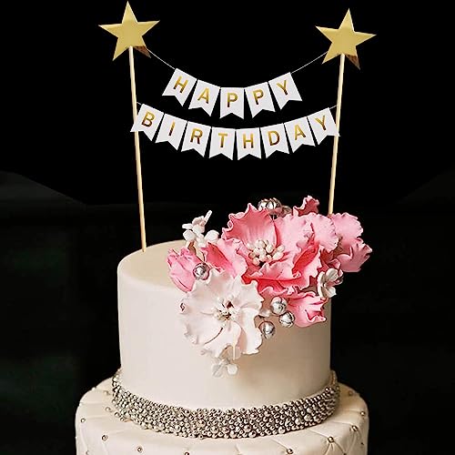 Image of Rozi Decoration White Happy Birthday Cake Topper for Cake Decorations Items Set of 1 Pcs Happy Birthday Cake Topper White for Girls, Boys, Wife, Husband, Kids Birthday Parties Dcor | White happy birthday cake topper - 1 piece - cake decoration - boys, girls, wife, husband - kids party
