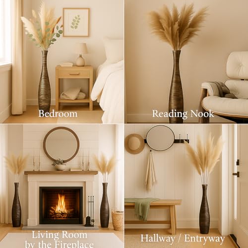 Image of Leewadee Large Floor Vase 41 inches Mango Wood for Pampas Grass, Dried Flowers