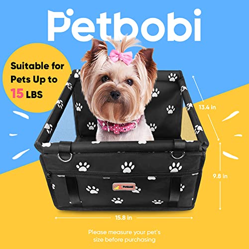 Petbobi Pet Reinforce Car Booster Seat For Dog Cat Portable And Breathable Bag With Seat Belt Dog Carrier Safety Stable For Travel Look Out,With Clip On Leash With Pvc Tube (Foot) #TOP1