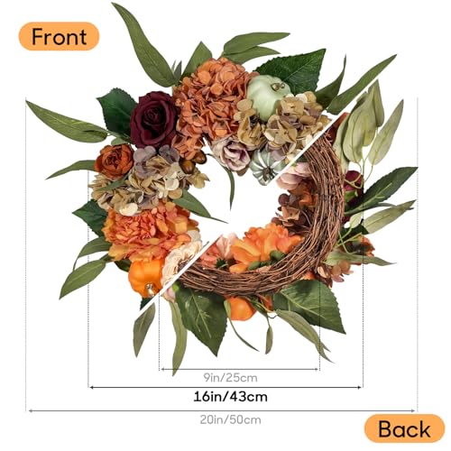 Beinhome-Fall-Wreath-for-Front-Door-16-Inch-Artificial-Autumn-Hydrangea-Pumpkin-Peony-Wreath-for-Party-Farmhouse-Wedding-Home-Porch-Window-Decoration-Indoor-Outdoor-Decor Beinhome Fall Wreath for Front Door 16 Inch Artificial Autumn Hydrangea Pumpkin Peony Wreath for Party Farmhouse Wedding Home Porch Window Decoration Indoor Outdoor Decor