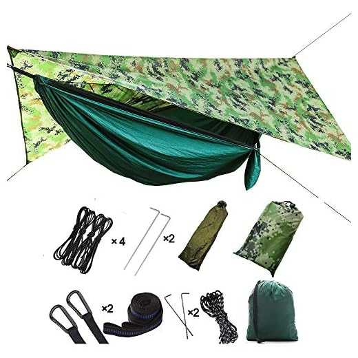 HIKANT Camping Hammock Set:Single Hammock,Mosquito Net,Rainfly Tarp Tent,(Lightweight,Waterproof,Sun-Shade) Hammock Tent Perfect for Backpacking,Hiking