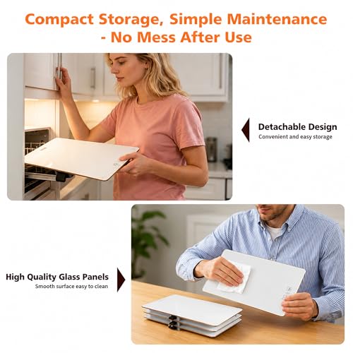 Image of Electric Food Warming Tray, 4-in-1 Buffet Food Warmer with 8 Temperature Settings & Timer, 33 inch x 15 inch Tempered Glass Warming Mat for Parties, Modular Hot Plate for Catering & Events (White)
