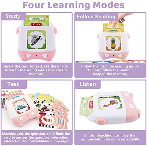 LINGSFIRE Talking Flash Cards Early Educational Toys for 2 3 4 5 6 Year Old Boys Girls, Preschool Learning Reading Machine with 220 Words & Question Test, Montessori Interactive Toy Gift for Toddlers