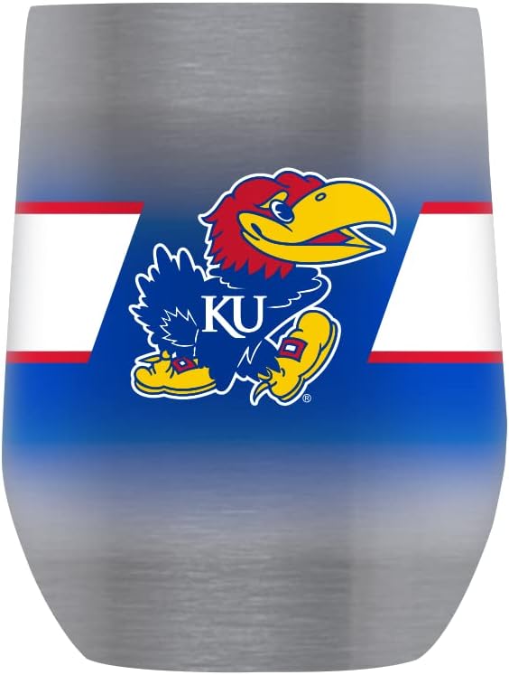 Gametime Sidekicks Kansas 12oz Stainless Stemless - Officially Licensed, 18/8 Stainless Steel, Double-walled, Vacuum-insulated, UV LED Printed Logos, Sweatless, Stays Hot/Cold -