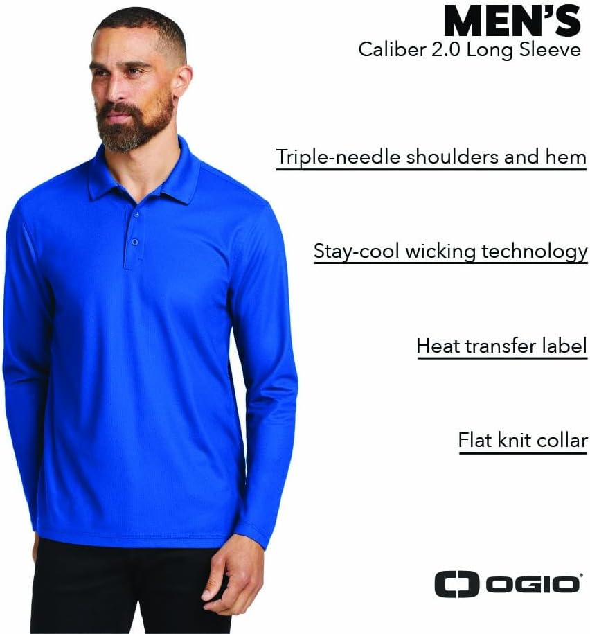 OGIO Unisex Caliber 2.0 Long Sleeve | Moisture Wicking Polo Shirt for Men & Women, Casual Long Sleeve Polo for Work - Image 2