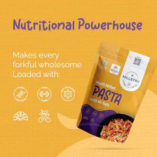 Image of Milletry | Multi Millet Pasta | No Maida | Foxtail, Little, Kodo, Pearl, Ragi & Wheat | High Fiber & Protein | Penny Pasta (175gm (Pack of 1)