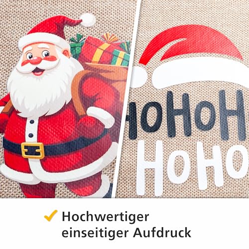HEKU 2 Jute Weihnachtsgeschenksäcke mit Zugkordel für Nikolaus, 20x30cm I 2 Motive I Wiederverwendbare Nikolaussäcke I Ideal für Weihnachtsgeschenke & Advent